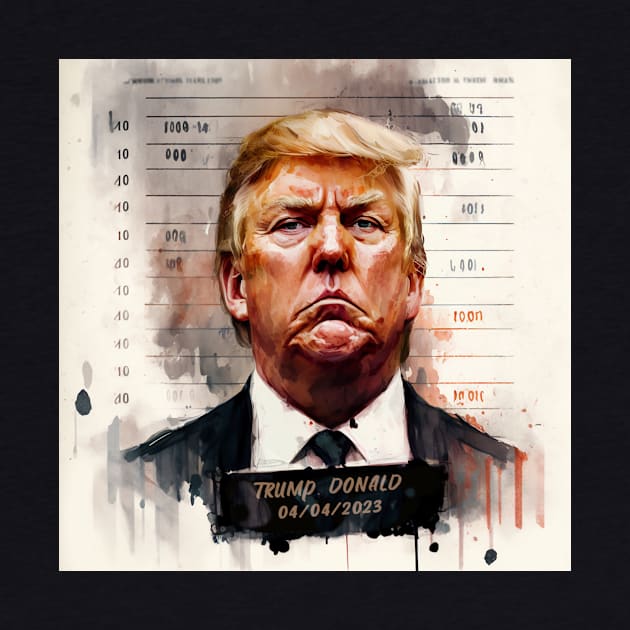 Trump mugshot painting by Fallacious Trump